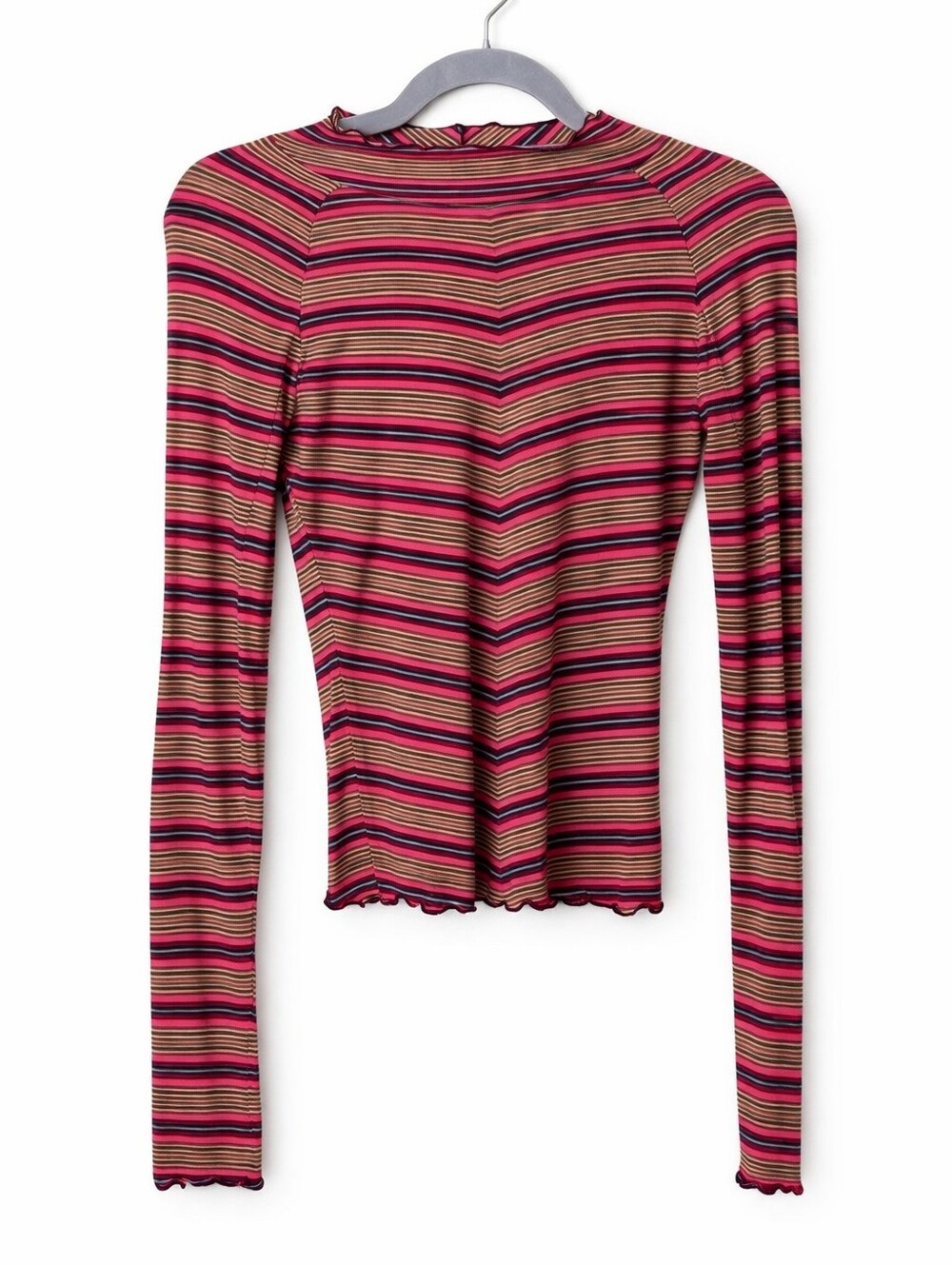 Free People Movement Ruby Stripe Longsleeve Mock Neck Size S Top With Thumbholes